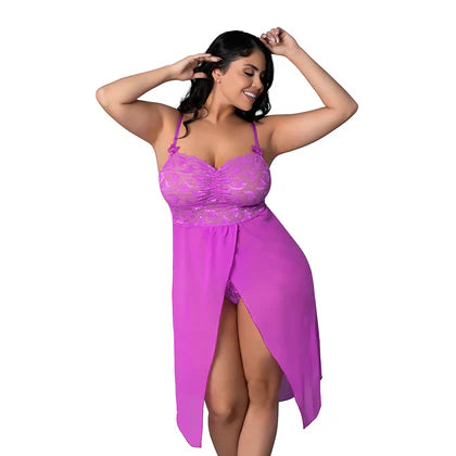 Butterfly Fantasies Gown & Thong Set Neon Purple