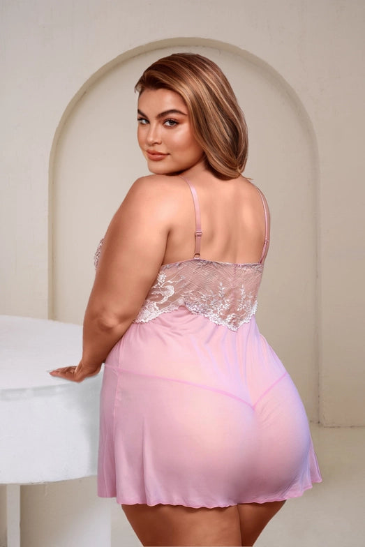 Ladies Sexy Pea Mesh Chemise